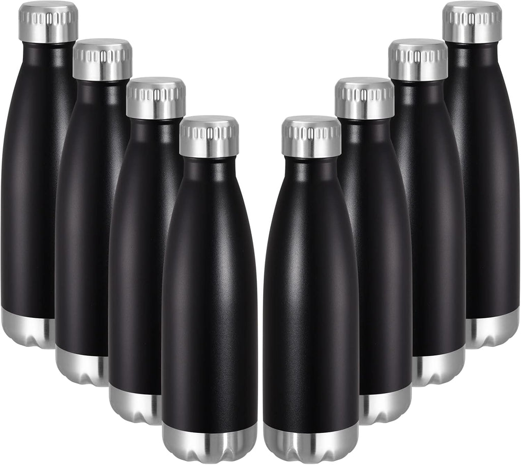 VEGOND 17oz Stainless Steel Water Bottles Bulk, Reusable Metal Sports Water Bottle Keeps Drink Hot and Cold, BPA Free Double Wall Vacuum Cola Shape Insulated Water Bottles for Camping Gym, 8 Pack