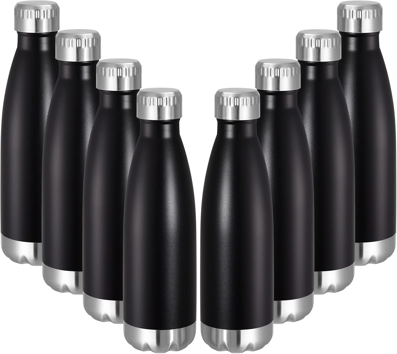 VEGOND 17oz Stainless Steel Water Bottles Bulk, Reusable Metal Sports Water Bottle Keeps Drink Hot and Cold, BPA Free Double Wall Vacuum Cola Shape Insulated Water Bottles for Camping Gym, 8 Pack