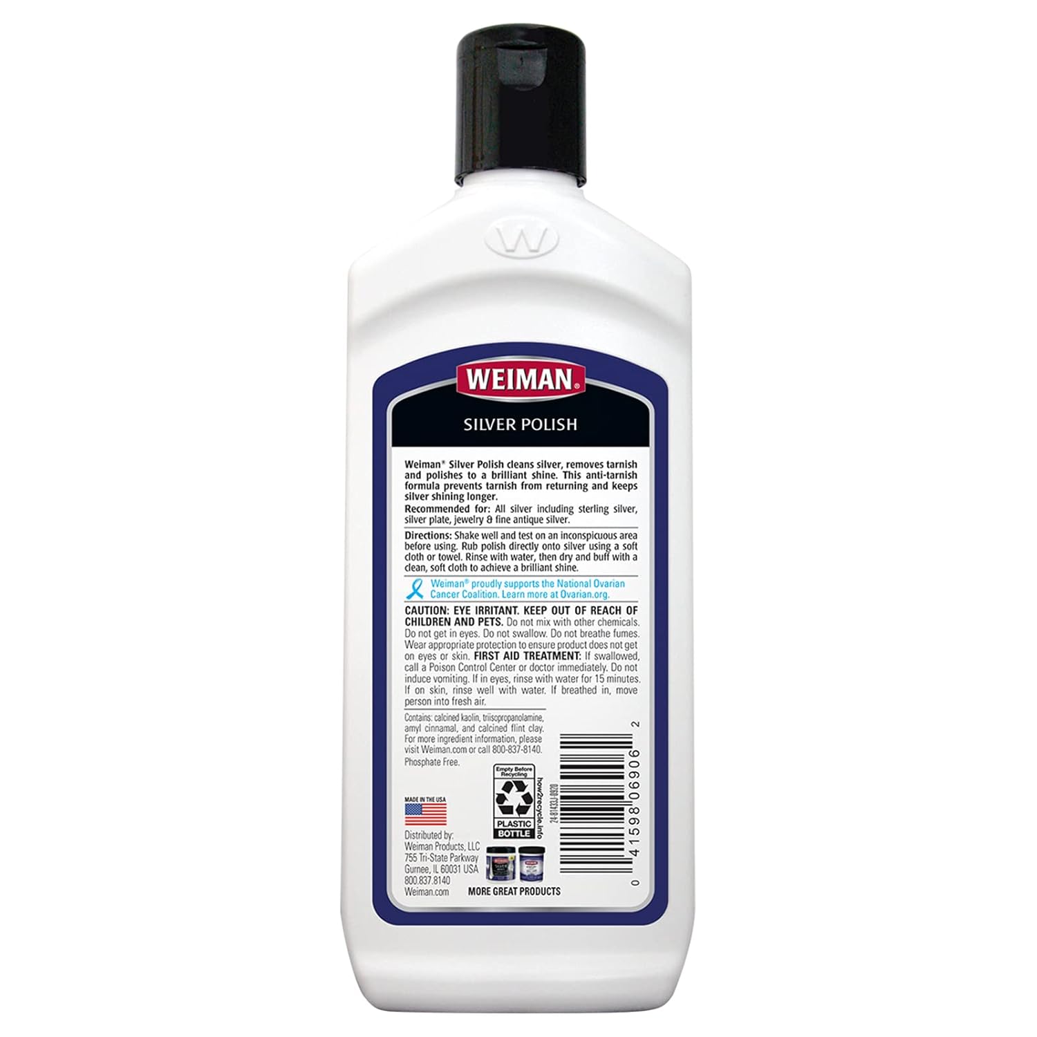 Weiman Silver Cleaner and Polish - 8 Ounce with Polishing Cloth - Ammonia Free - Polish Silver Jewelry Sterling Silver Antique Silver Gold Brass Copper and Aluminum