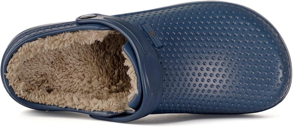 Womens Mens Fur Lined Clogs Waterproof Garden Shoes Winter Warm Fleece Lining Fuzzy House Home Slippers Indoor Outdoor Mules