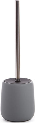 BINO Toilet Brush with Holder - Silicone Coated Ceramic, Light Grey - Bowl Cleaner