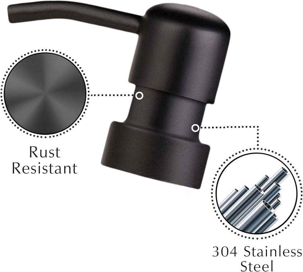 Emerson Essentials Glass Soap Bottle Dispensers, 2 Pack, Stainless-Steel Pumps Rust-Free, Hand Set for Bathroom Kitchen Sink, Liquid Lotion Shampoo Jars with 4 Waterproof Labels, 16 Oz Frost/Black