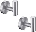 TASTOS Bathroom Towel Hooks Brushed Nickel, 2 Pack Stainless Steel Robe Coat and Clothes Hook, Heavy Duty Wall Hook for Bathroom & Kitchen, Modern Round Style Screw Wall Mounted