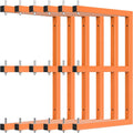 Lumber Rack Wall-Mounted Lumber Storage Rack, Heavy Duty Wood Storage Racks with 9-Level System, 1980 LB Sturdy Garage Wood Organizer, Orange Lumber Metal Racks for Indoor and Outdoor (6 Pack)
