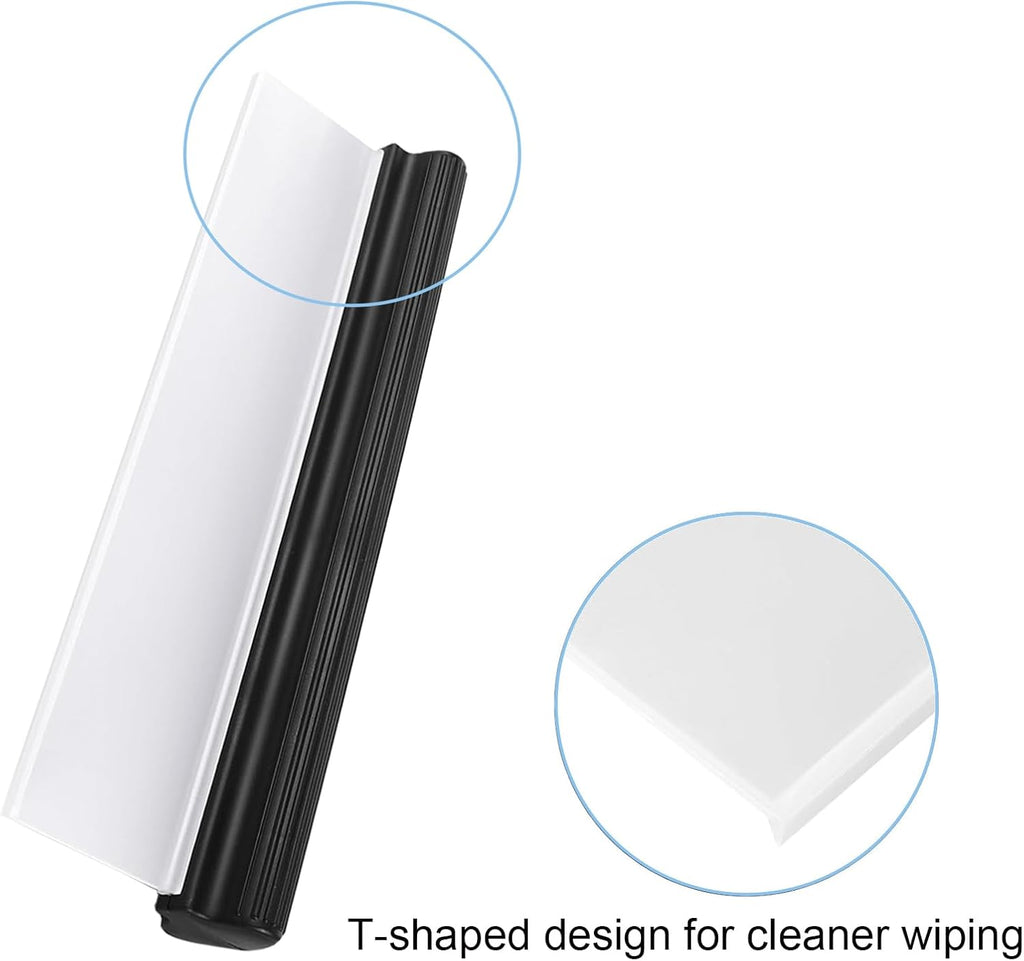 2pack 12inch Car Drying Squeegee Water Blade Universal Quick Drying Squeegee Wiper Flexible T-Bar Water Blade Silicone Squeegee for Car,Glass,Windshield,Bathroom Black Handle