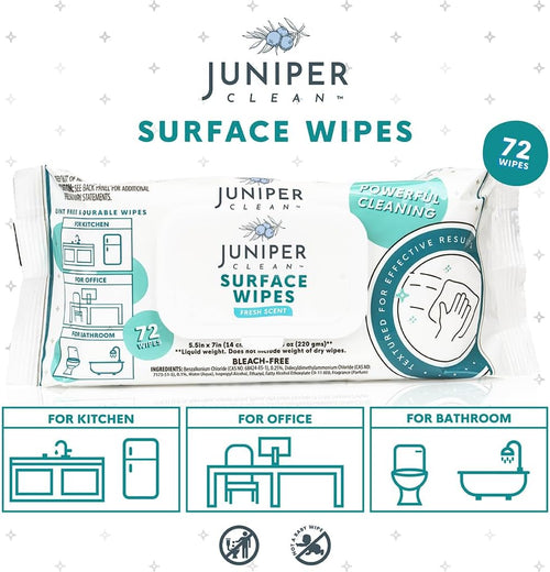 1 Pack Surface Cleaning Wipes Bleach Free, All-Purpose Cleaner for Bathroom, Kitchen, Office, 72 Count Soft Flow, Fresh Scent, Lint Free & Durable