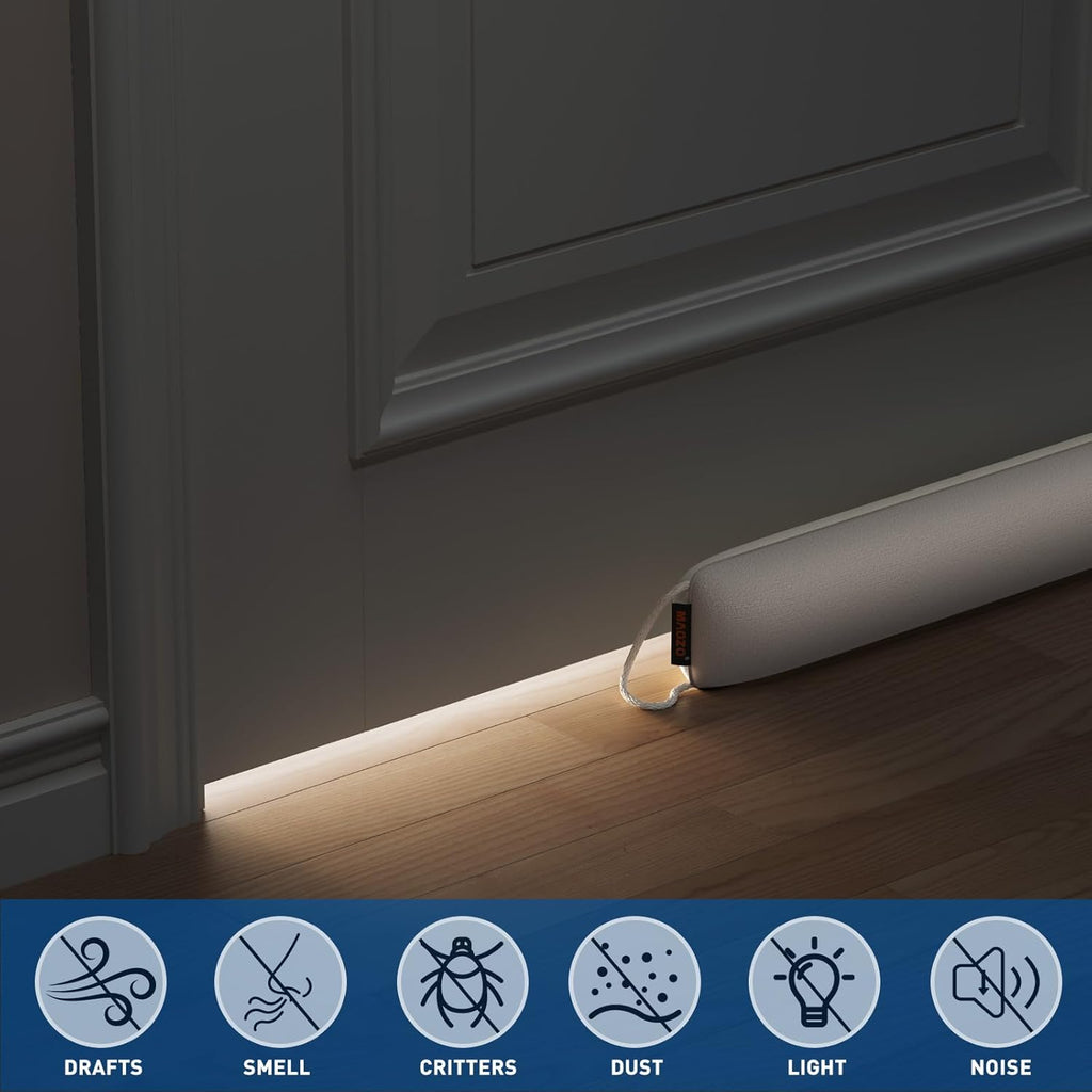 MAGZO Door Draft Stopper 36 Inch-Beige, Under Door Draft Blocker Air Stopper Door Bottom Insulation Snake Draft Stopper