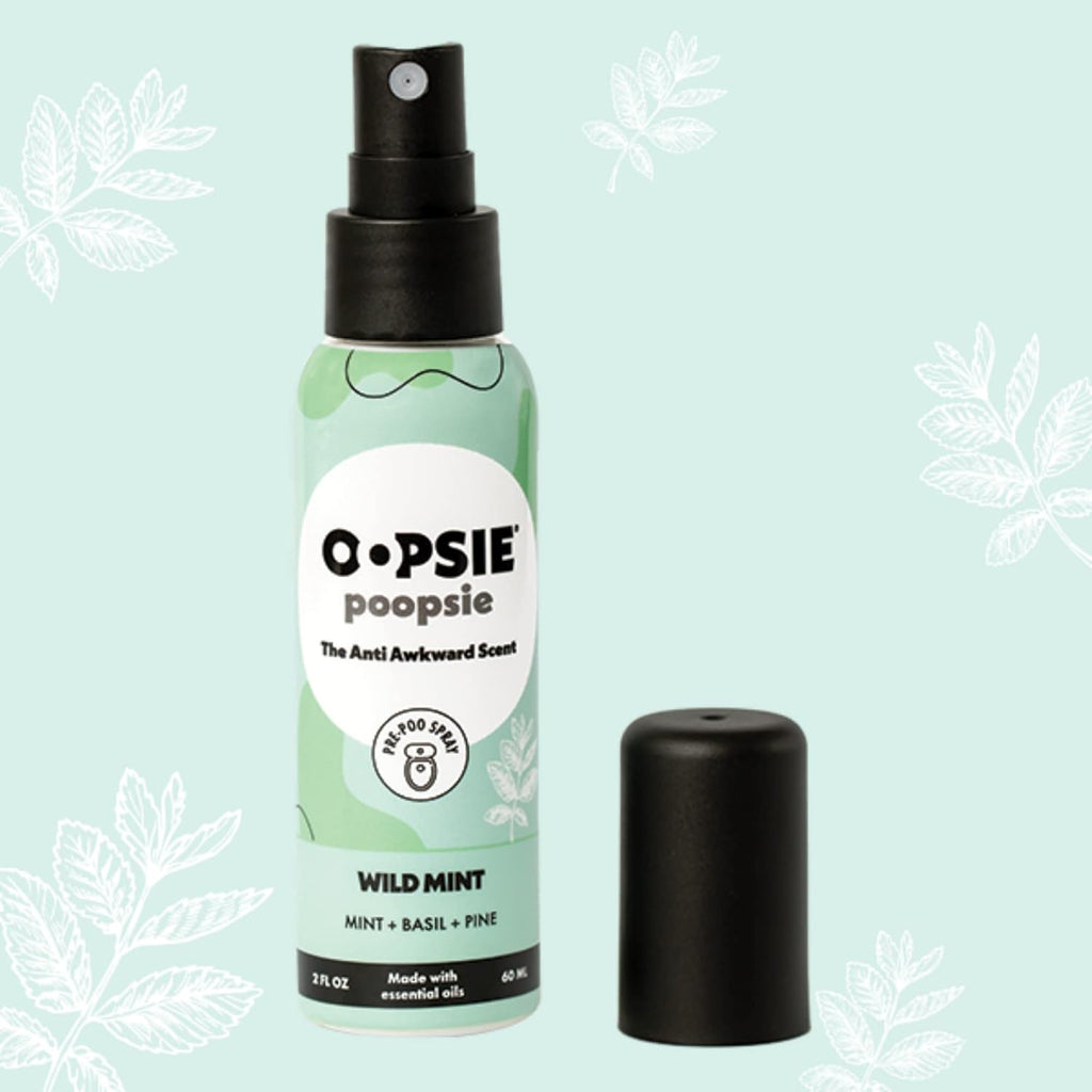 OOPSIE POOPSIE - Wild Mint - Before & After You Go Toilet Spray 2oz - Portable Odor Eliminator - 4 Pack