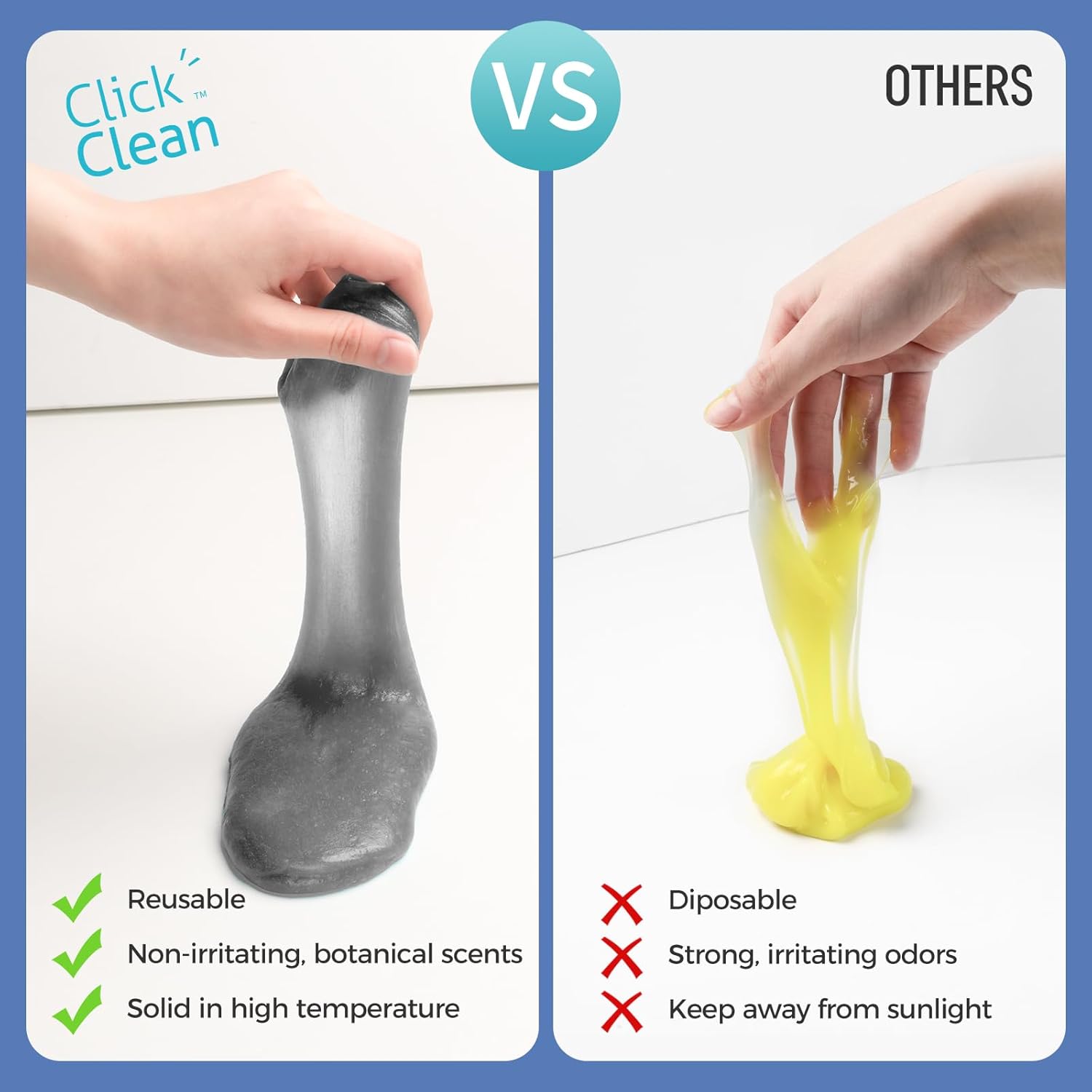 CLICK CLEAN 2Pcs Cleaning Gel for Car, 7oz Car Detailing Tools, Cleaning Putty Gel, Car Interior Cleaner Universal Dust Cleaner for Keyboard, Laptop, Air Vents (Coconut)