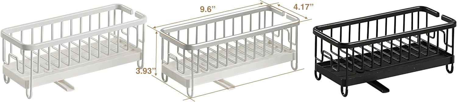 SunnyPoint Never Rust Aluminum Utensil, Sink Cleaning Tools Holder for Kitchen Sink with Drain Board; Dish Wand, Sponge, Soap Dispenser, Utensil Organizer Caddy (SIL)
