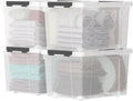 Zopnny 52 Quart Stackable Plastic Storage Bins with Latching Lids, Large Rolling Storage Containers, Pack of 4