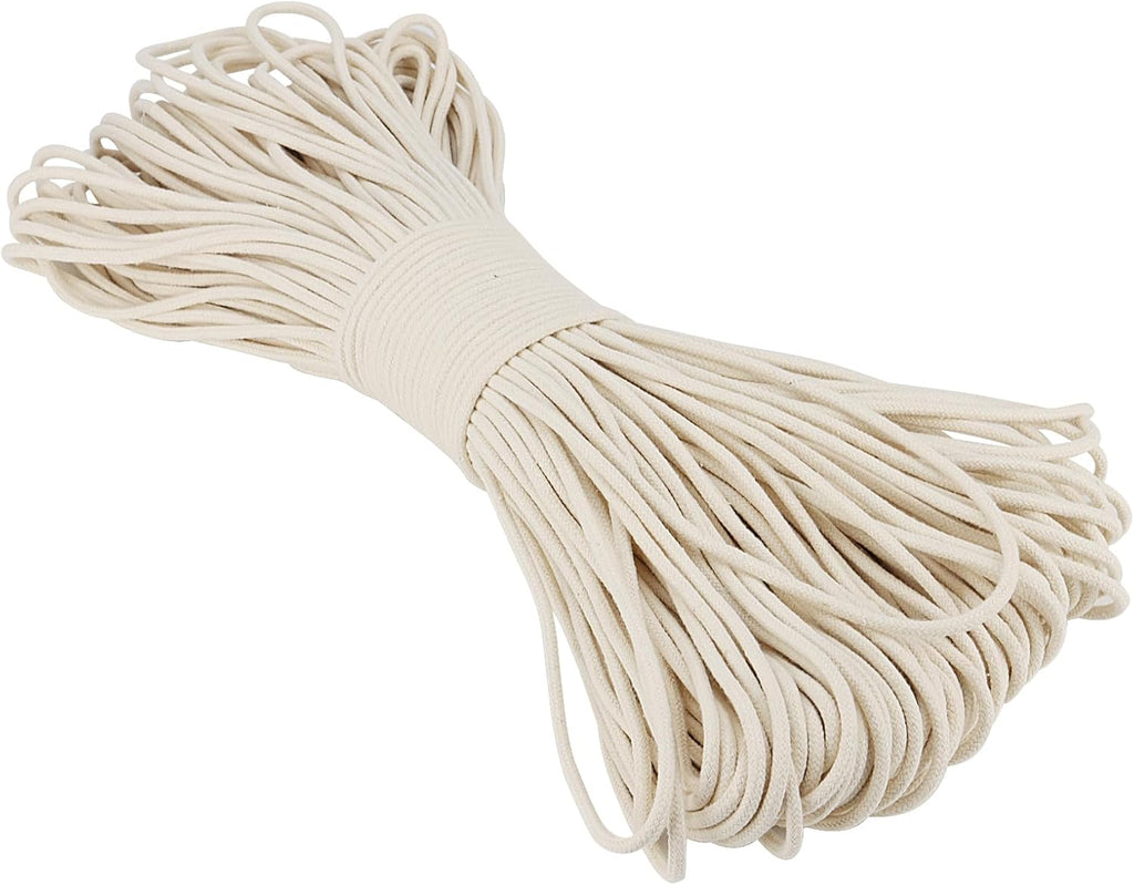 SOUJAP 5/32 Inch White Natural Cotton Clothesline Rope, 4mm x 328 Feet Cotton Sash Cord for Window, Decoration, Tie Down
