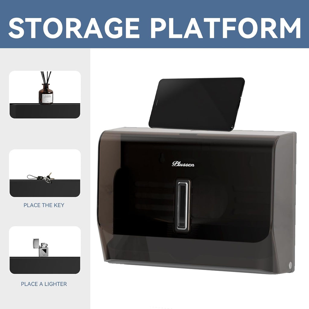Paper Towel Dispenser Adhesive Wall Mounted,200+ Multifold Trifold c-Fold Hand Paper Towel Dispenser for Bathroom 10.8" L x 3.5" W x 8" H