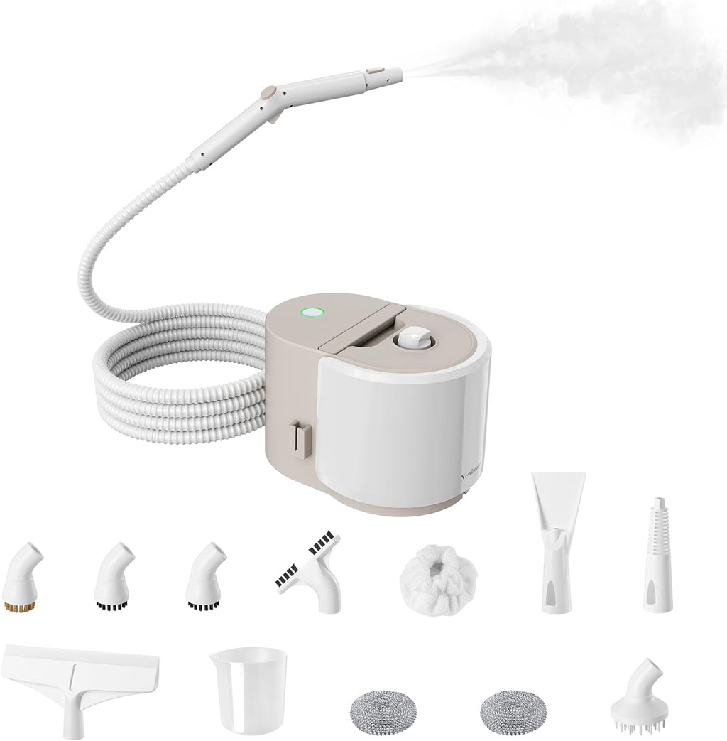 Newbealer Heavy-Duty Steam Cleaner for Home, Stainless Steel Boiler, 12-Piece Accessory Kit, Max 5 Bar Pressure, Multi-Purpose Steamer for Floors, Cars, Furniture, Upholstery, and More