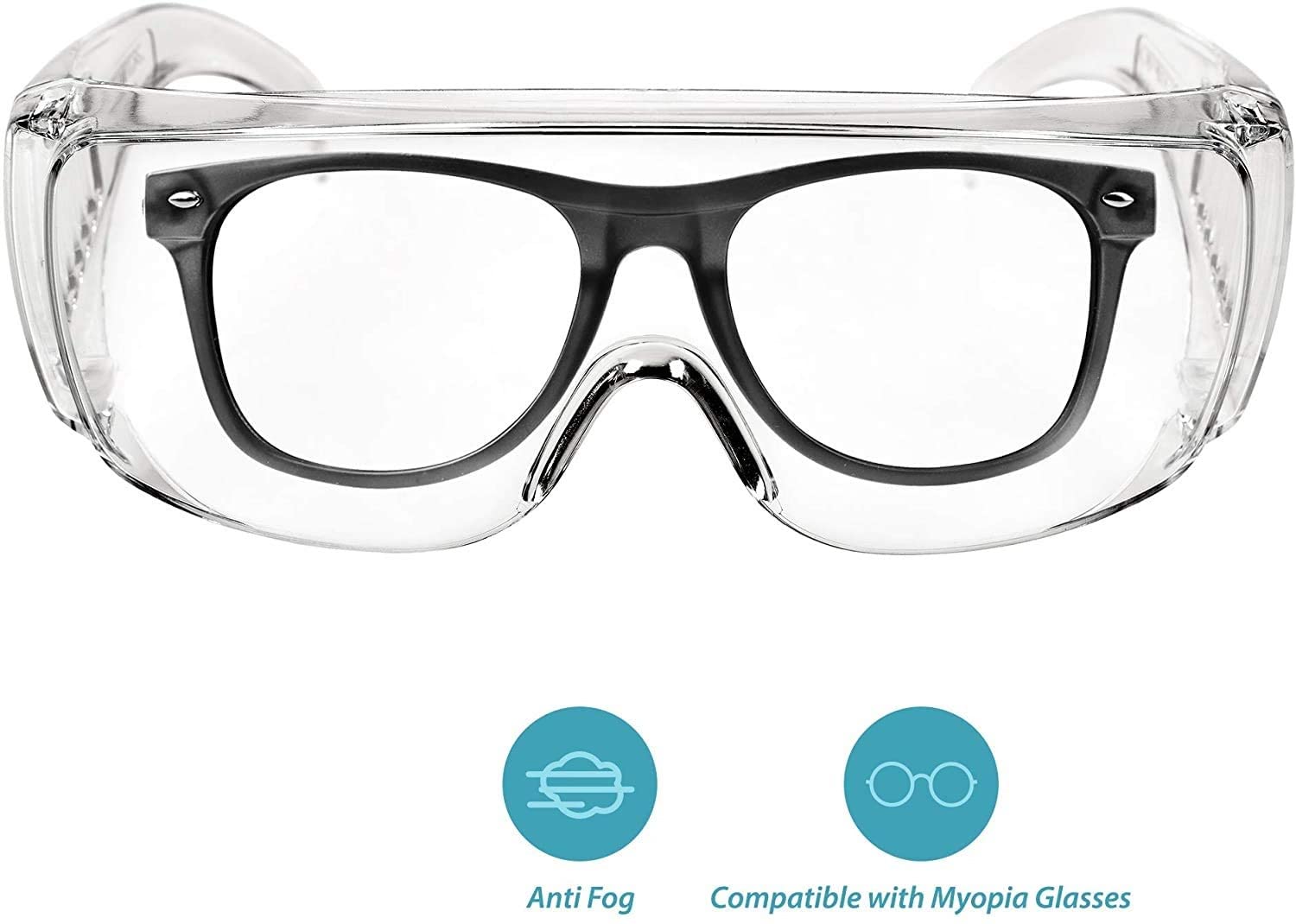 Safety Anti Fog Goggles 3-Pack - Over Eyeglasses, Dust/Chemical Splash Proof | ANSI Z87.1 Certified Wrap-Around Eye Protection for Lab, Construction, Nurses | Scratch Resistant, Unisex Fit