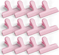 HOUSE AGAIN 12 Pack Stainless Steel Chip Bag Clips Covered with Silicone - NO More Sharp Edges - Color Coded for Food Bags - Air Tight Seal, Heavy Duty for Kitchen and Office, 3 Inches Wide, Pink
