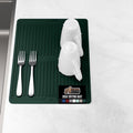 GORILLA GRIP 100% BPA-Free Silicone Dish Drying Mat for Kitchen Counter, Quick Dry, Water Catching Ribbed Design, Easy Clean Waterproof Sink Liner, Heat Resistant, Fits Under Rack, 13x11, Hunter Green