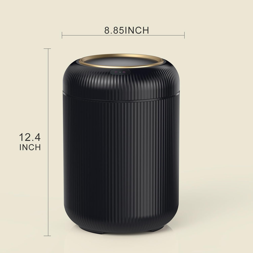 Motion Sensor Bathroom Trash Can with Lid, 3 Gallon / 11L Automatic Bathroom Garbage Can, Smart Black Garbage Can, Touchless Trash Bin, Small Waste Basket for Bedroom, Kitchen, Apartment,Office