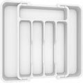 Lifewit Silverware Drawer Organizer, Expandable BPA Free Utensil Tray for Kitchen, Adjustable Flatware and Cutlery Holder for Spoons Forks Knives, Plastic Kitchen Organizers and Storage, White