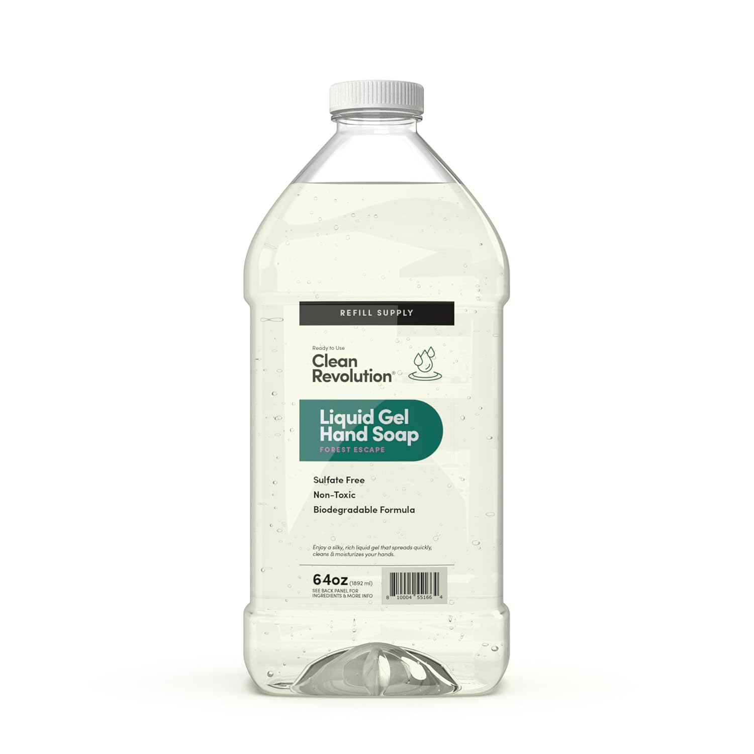 Clean Revolution Liquid Gel Hand Soap, Silky Rich Liquid, Quick Lather, Fast Rinsing, Contains Real Essential Oils (Forest Escape) 64 Fl Oz
