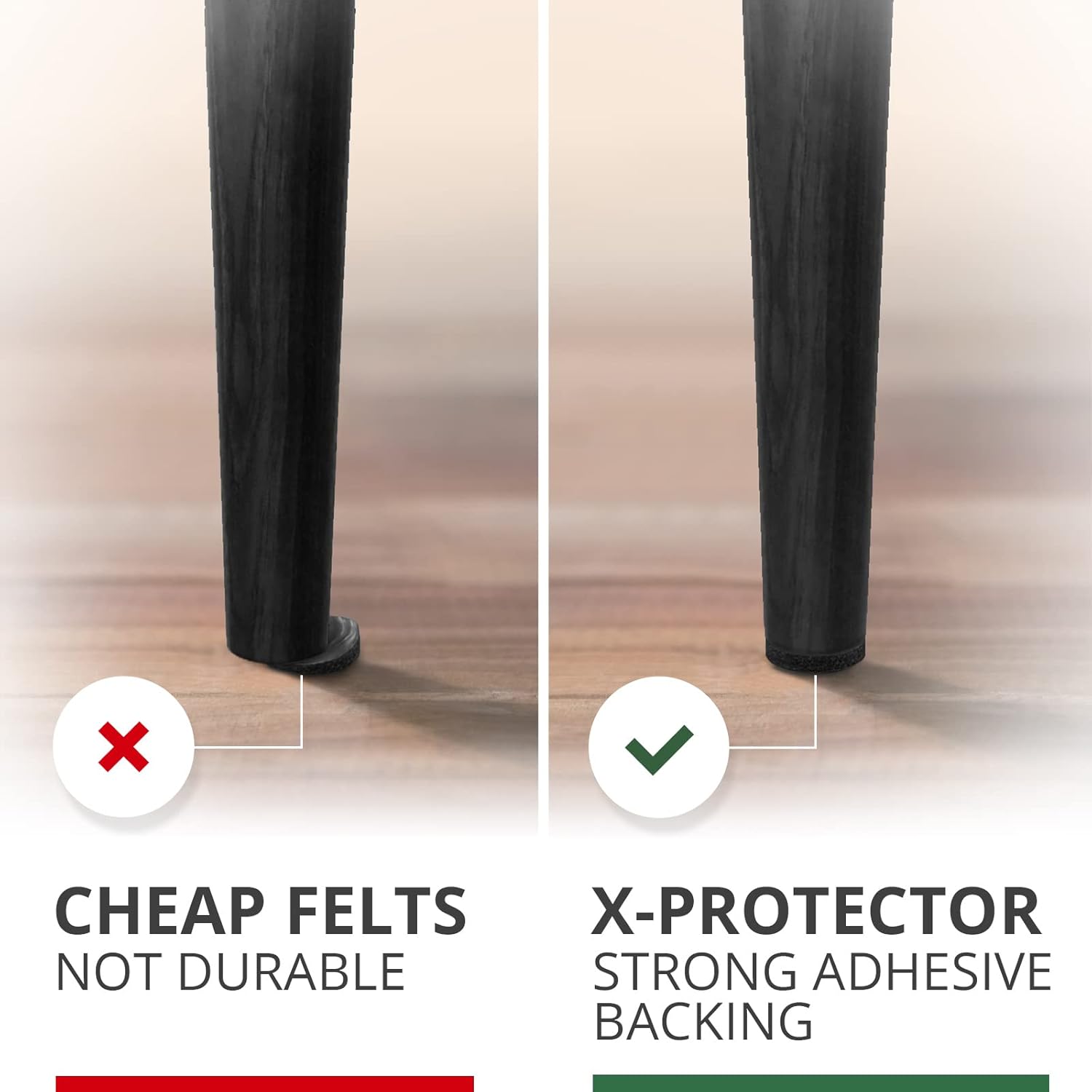 X-Protector 357 Pcs Black Felt Furniture Pads - Huge Quantity of Anti-Scratch, Heavy Duty Floor Protectors for Hardwood, Tile, Laminate - Suitable for Chairs, Tables, Sofa, Bed, Cabinet, Ottoman
