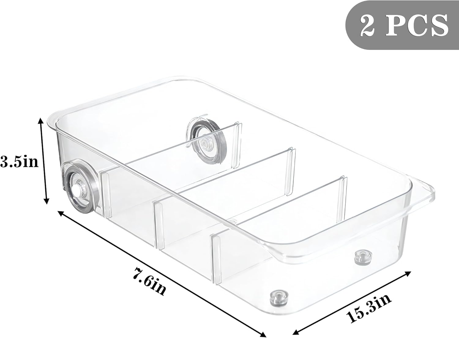 MineSign 2Pack Roll Out Fridge Caddy Bins Pull Out Drawer with Wheels Refrigerator Organizer Bins with Handles Divided Fruit Caddy for Fridge Pantry Cabinet Storage Cans Drinks