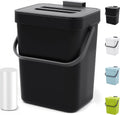 Countertop Compost Bin - 1.3 Gallons Hanging Small Trash Can with Lid for Kitchen Bathroom, Under Sink Kitchen Trash Can, Indoor Counter Compost Bucket with Lid, 5L(Black)