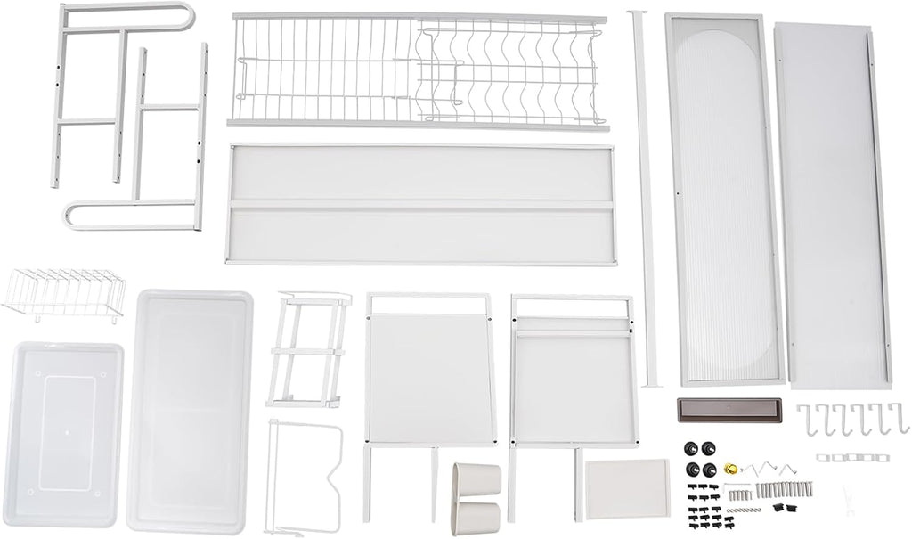 3 Tier Over The Sink Dish Drying Rack W/Clear Cabinet Door, Adjustable Dish Drainer Rack, White Large Dish Rack, Expandable Shelf Rack W/ Utensil Holder, Dish Drainer Kitchen Organizer for Home Use
