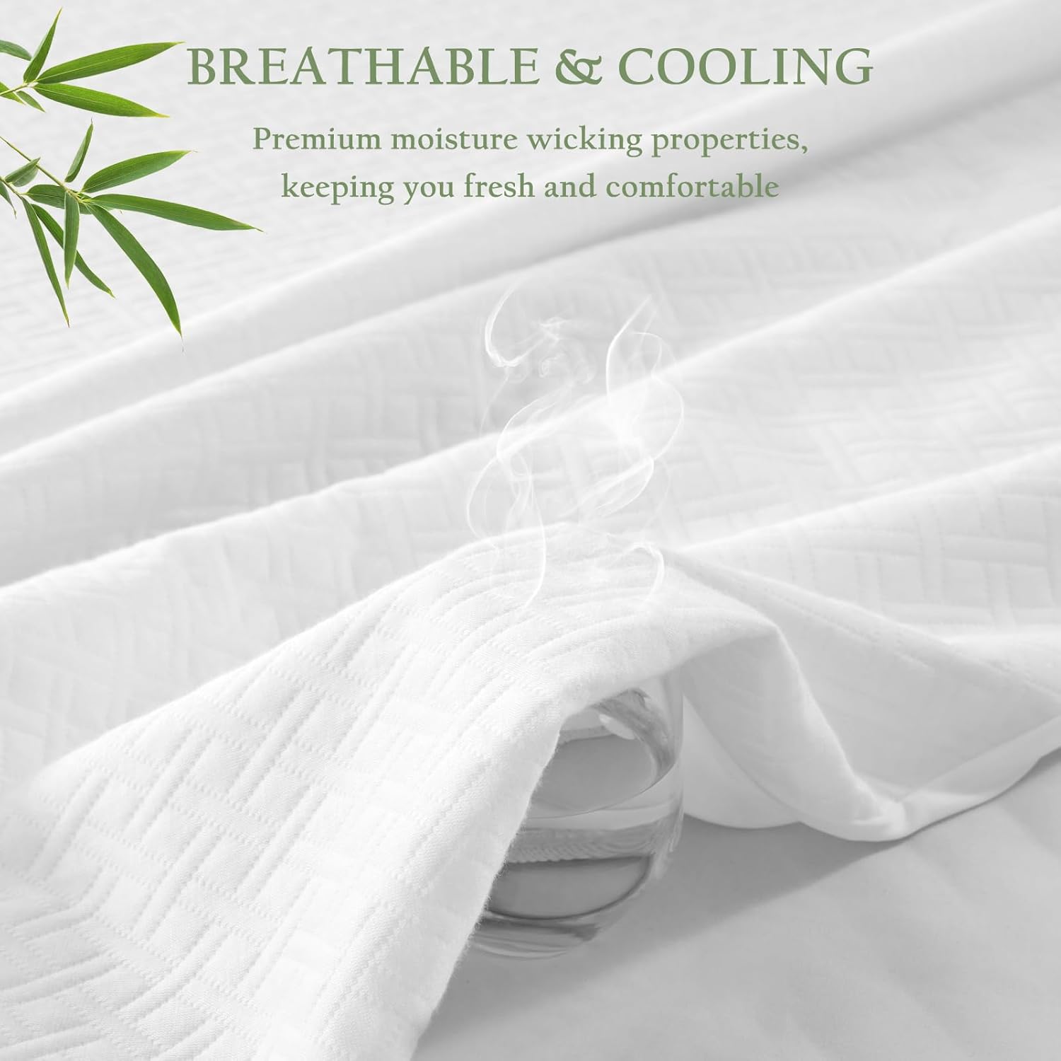100% Waterproof Queen Mattress Protector, Breathable Bamboo Rayon Mattress Cover with 8”-21” Deep Pocket, Noiseless Cool 3D Air Mattress Cover, Hypoallergenic & Odor Resistant
