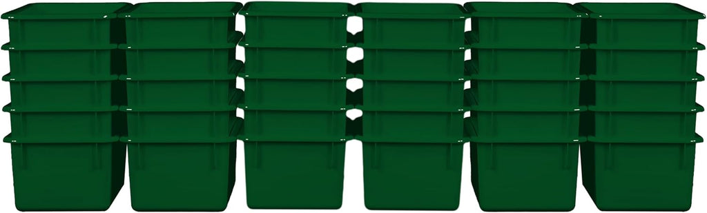 Wood Designs Cubby Storage Bin, Heavy Duty Plastic Containers for Kids Green Cubby Tray Set of 30