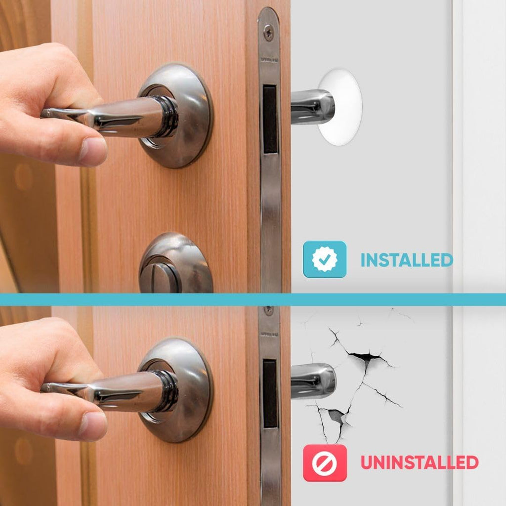 Strongest Home Wall & Door Handle Stopper 3.15" Set 5 Pieces of White Rubber Door Knob Round Wall Shield Cushion, Quiet Wall Protector for Door Handle, Guard Door Bumper Wall - Self Adhesive