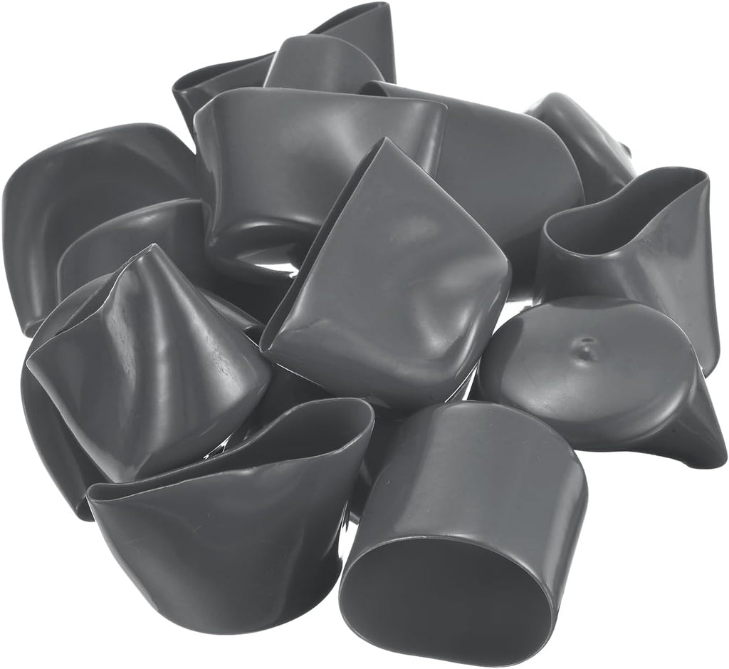 uxcell 20pcs Rubber End Caps 45mm ID Vinyl Round Tube Bolt Cap Cover Thread Protectors Dark Grey