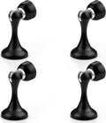 Probrico Black Magnetic Door Stoppers for Bottom of Door, Stainless Steel Magnet Door Catch Door Stops to Keep Door Open, Heavy Duty Door Holder, Wall and Floor Mounting, 4 Pack