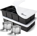 glacio Ice Cube Molds – 2-Pack Silicone Trays for 8 Large Square Cubes – Slow-Melt Ice for Whiskey, Cocktails, Coffee & More