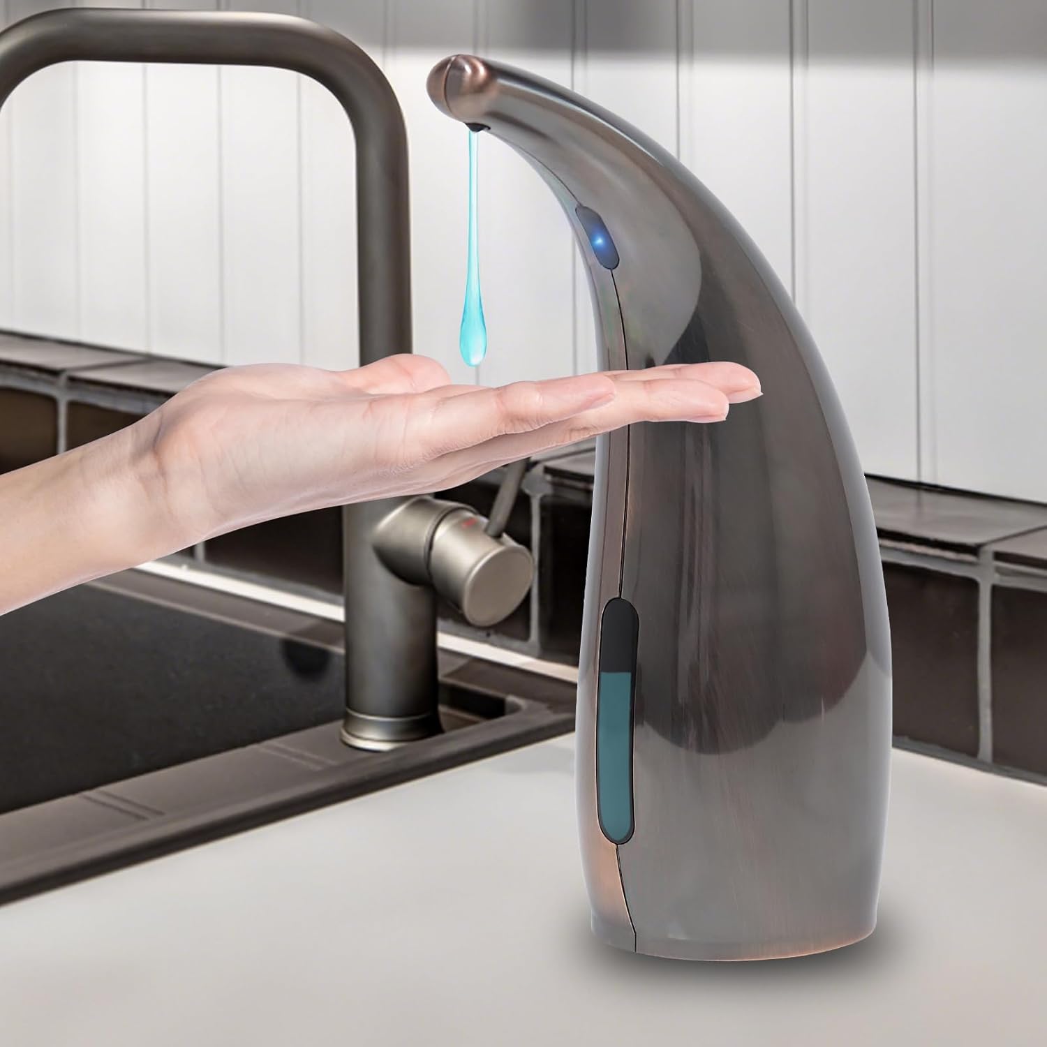 Automatic Liquid Soap Dispenser,300ML Touchless 4 Gear Adjustable, Countertop Electric Battery Operated Hand Soap Dispenser with Sensor for Bathroom,Kitchen,Office（Red Copper）
