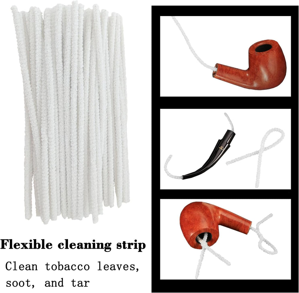 WAFJAMF Multifunctional Pipe Cleaning Kit,50 Pieces of Cleaning Strip 1 Pcs 3-in-1 Pipe Tamper Reamer and 5 Pcs Straw Brush