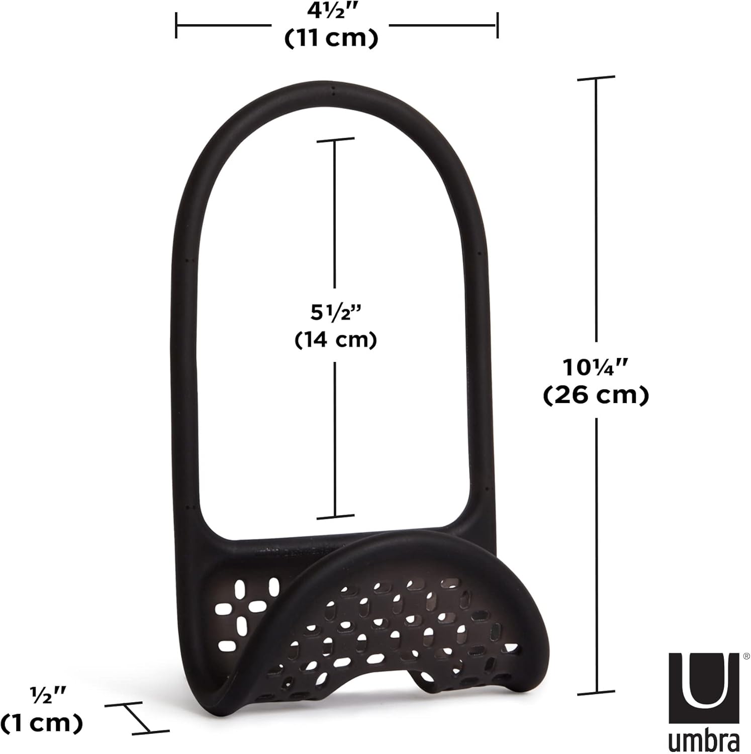 Umbra Sling Kitchen Sink Accessory, Single-Sided Sponge Holder, Black