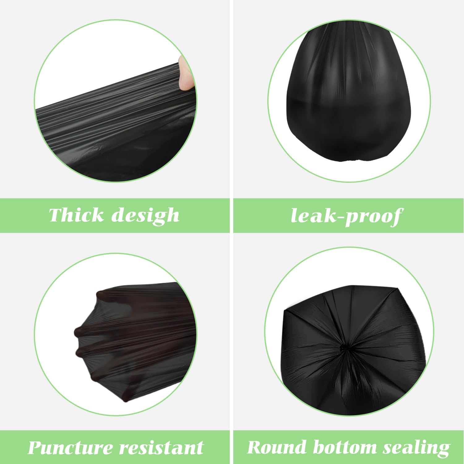 5 Gallon 180 Counts Small Strong Trash Bags Garbage Bags by RayPard, fit 18-20 Liter, 4.5-5,5.3 Gal trash Bin Liners for Home Office Kitchen Bathroom Bedroom, Black