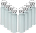 Neihepal 20 oz Insulated Water Bottles Bulk 8 Pack,Stainless Steel Double Wall Sport Bottle with Lid of Handle,Metal Reusable Flask with Cup Cap for School,Hikers,Gift (Fog,Set of 8)