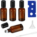 20ML Roller Bottles for Essential Oil, 4 Pack Empty Amber Glass Roller Bottle for Perfume Oil, Roll on Bottles with Stainless Steel Roller Balls, Opener, Funnel and Dropper