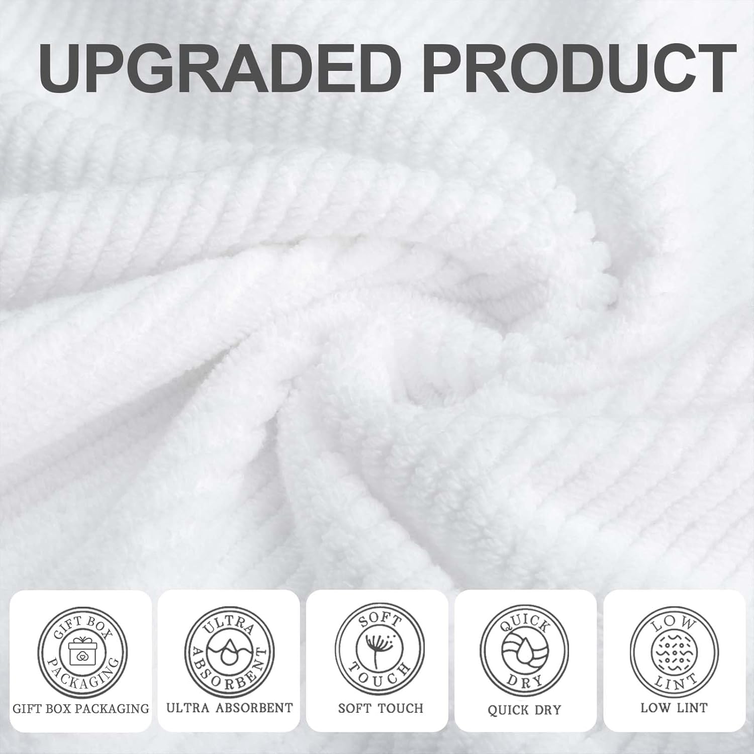 VOOVA & MOVAS White Towels for Bathroom, 100% Cotton | Quick Dry | Soft | Thick, 3 Piece Towel Set, 1 Large Bath 30" x 56", 1 Hand 18" x 28", 1 Wash Cloth 13" x 13", Bathroom Essentials