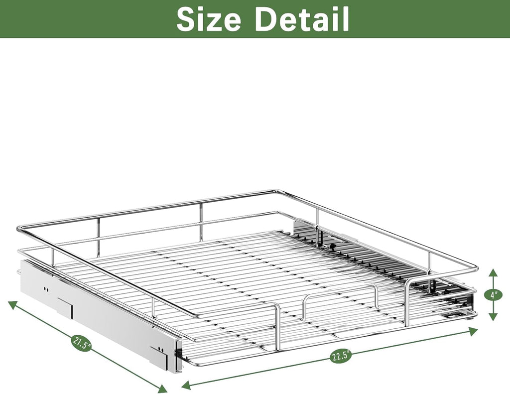 LOVMOR Pull Out Cabinet Organizer 22½" W x 21½" D, Kitchen Cabinet Pull Out Shelves Slide Out Storage