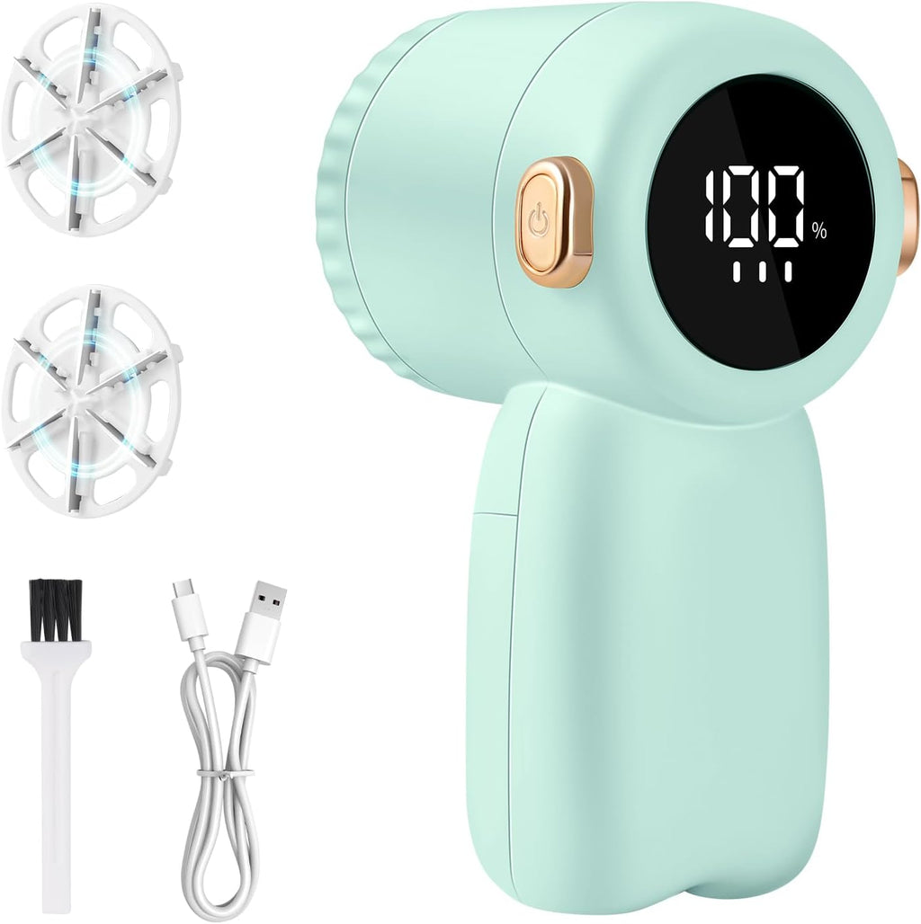 Rechargeable Fabric Shaver,Electric Lint Remover with Digital Display,3-Speeds Sweater Shaver for Clothes and Furniture (Green)