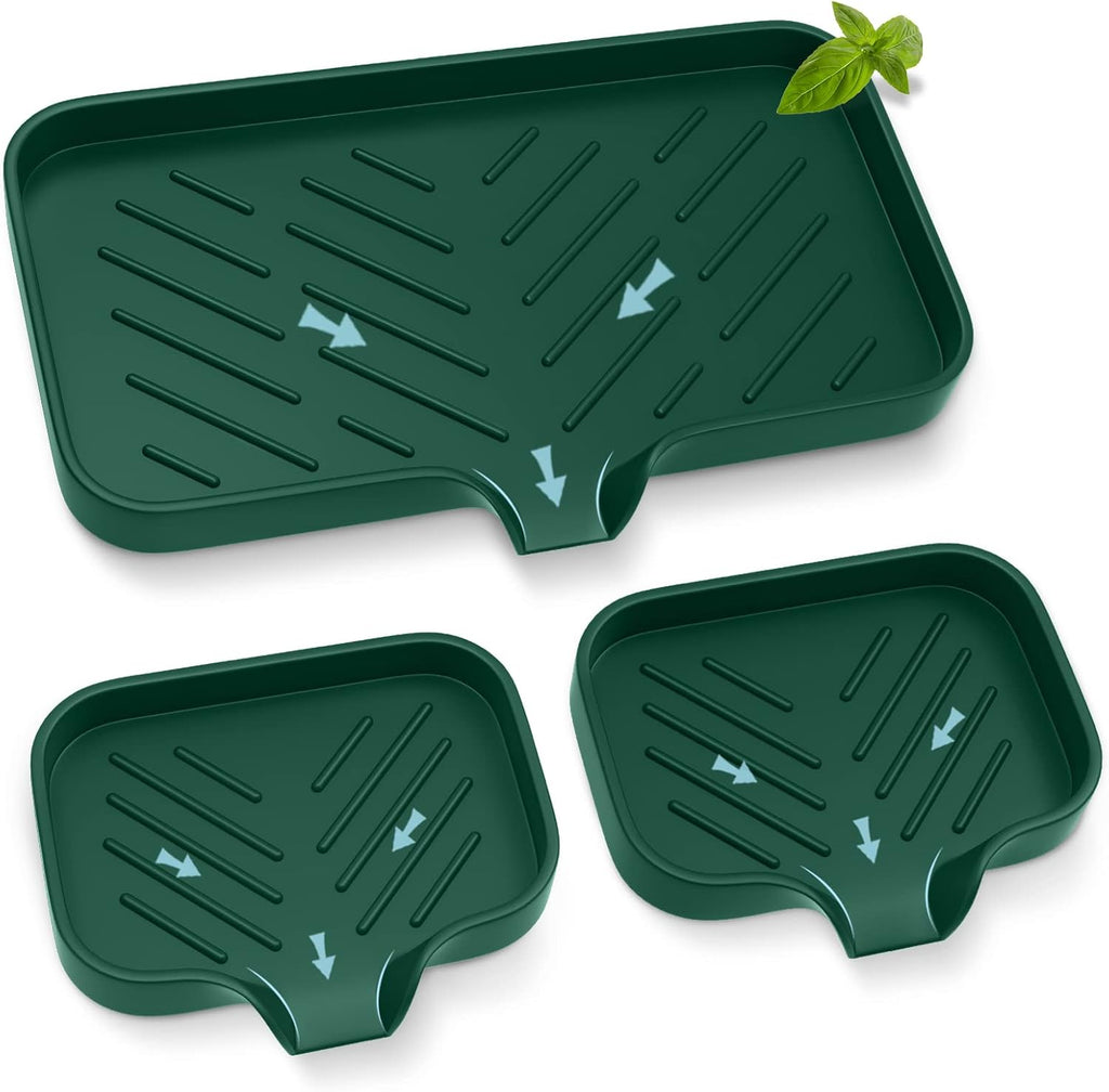 Kitchen Sink Tray,Sponge Holder for Kitchen Sink Self Draining Kitchen Soap Tray Premium Silicone Soap Holder for Bathroom Kitchen Counter Sink Caddy Organizer for Dish Soap Bottle,Soap Dispenser