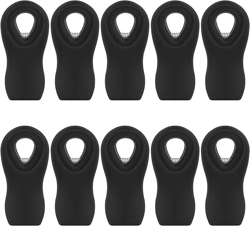 Magnetic Chip Clips, 10 Pack Plastic Bag Clips with Magnet, Black Snack Clips for Food Storage and Refrigerator