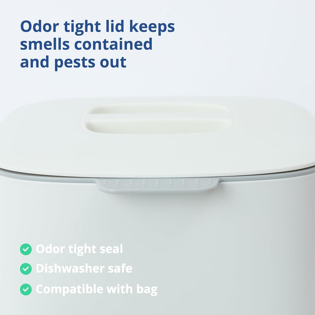 Blue Ginkgo Kitchen Compost Bin [2.6L / 0.69 GAL] – Filter-Free, Odor-Tight Countertop Food Waste Pail with Handle (Made in Korea, White)