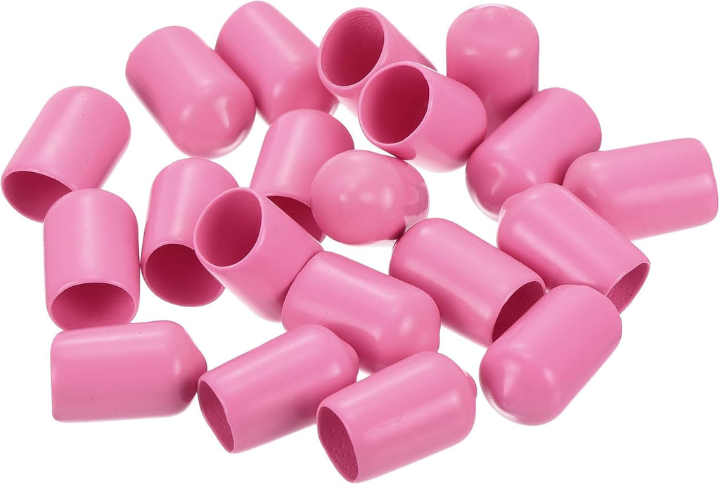 uxcell 20pcs Rubber End Caps 9mm(3/8 inch) ID Vinyl PVC Round Tube Bolt Cap Cover Screw Thread Protectors Pink