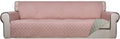 PureFit Reversible Quilted Sofa Cover, Water Resistant Slipcover Furniture Protector, Washable Couch Cover with Non Slip and Elastic Straps for Kids, Dogs, Pets (XX Large, Pink/Beige)