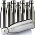 MEWAY 17oz Sport Water Bottle 8 Pack Vacuum Insulated Stainless Steel Leak-Proof Double Wall Cola Shape Water Bottle,Keep Drinks Hot & Cold (Silver,8 Pack)