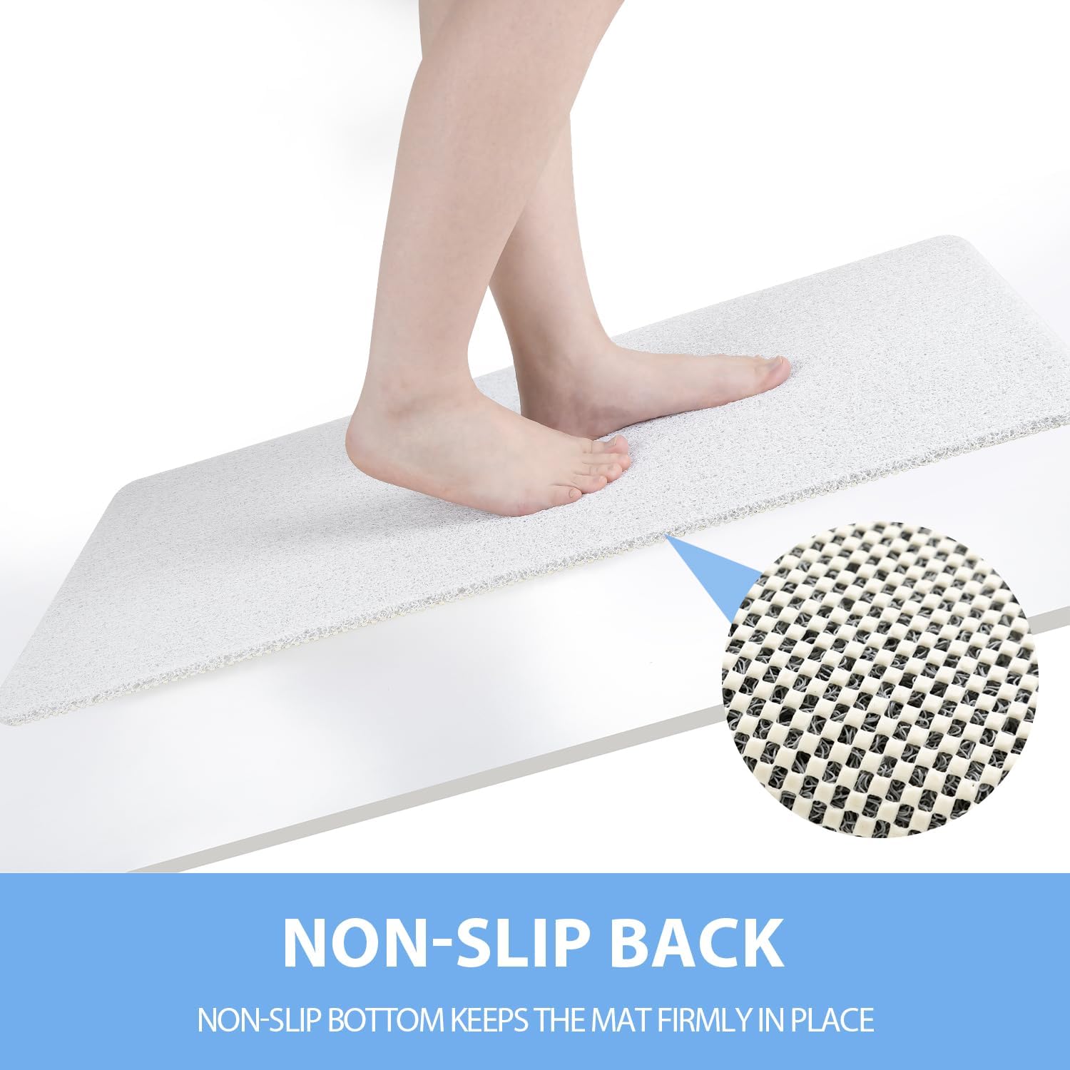 Non-Slip Bathtub Mat, Anti Slip Shower Mat, Fast Drying Bathtub Mats, Foot Scrubber Mat, Anti Slip Mat for Tub, Floor, Bathroom, Kitchen, Home, Hotel (White 36"×24")